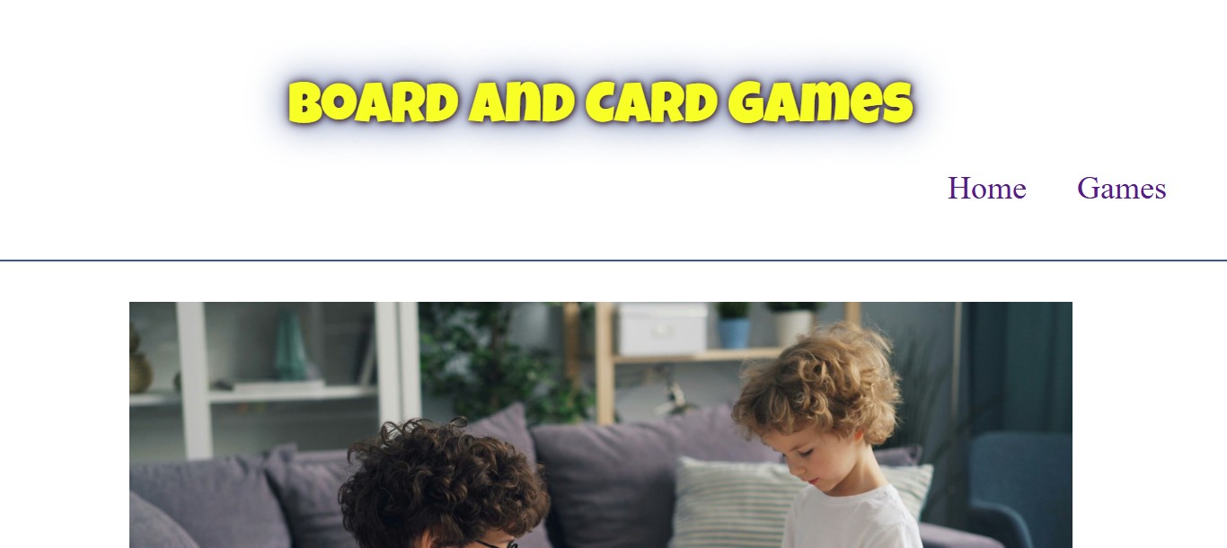 a board and card games website with an image of a mother playing chess with her child