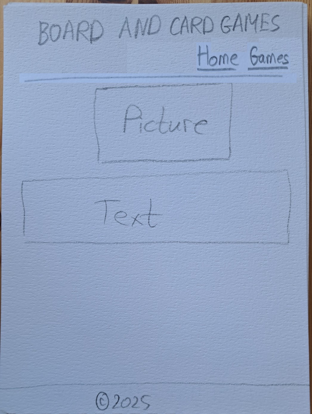 home page wireframe